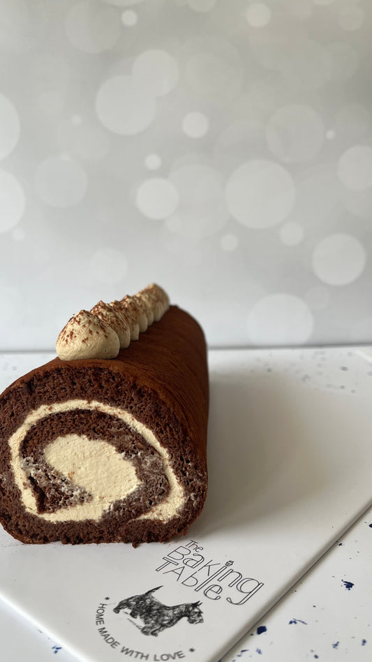 Chocolate + Bailey’s / dalgona Swiss Roll