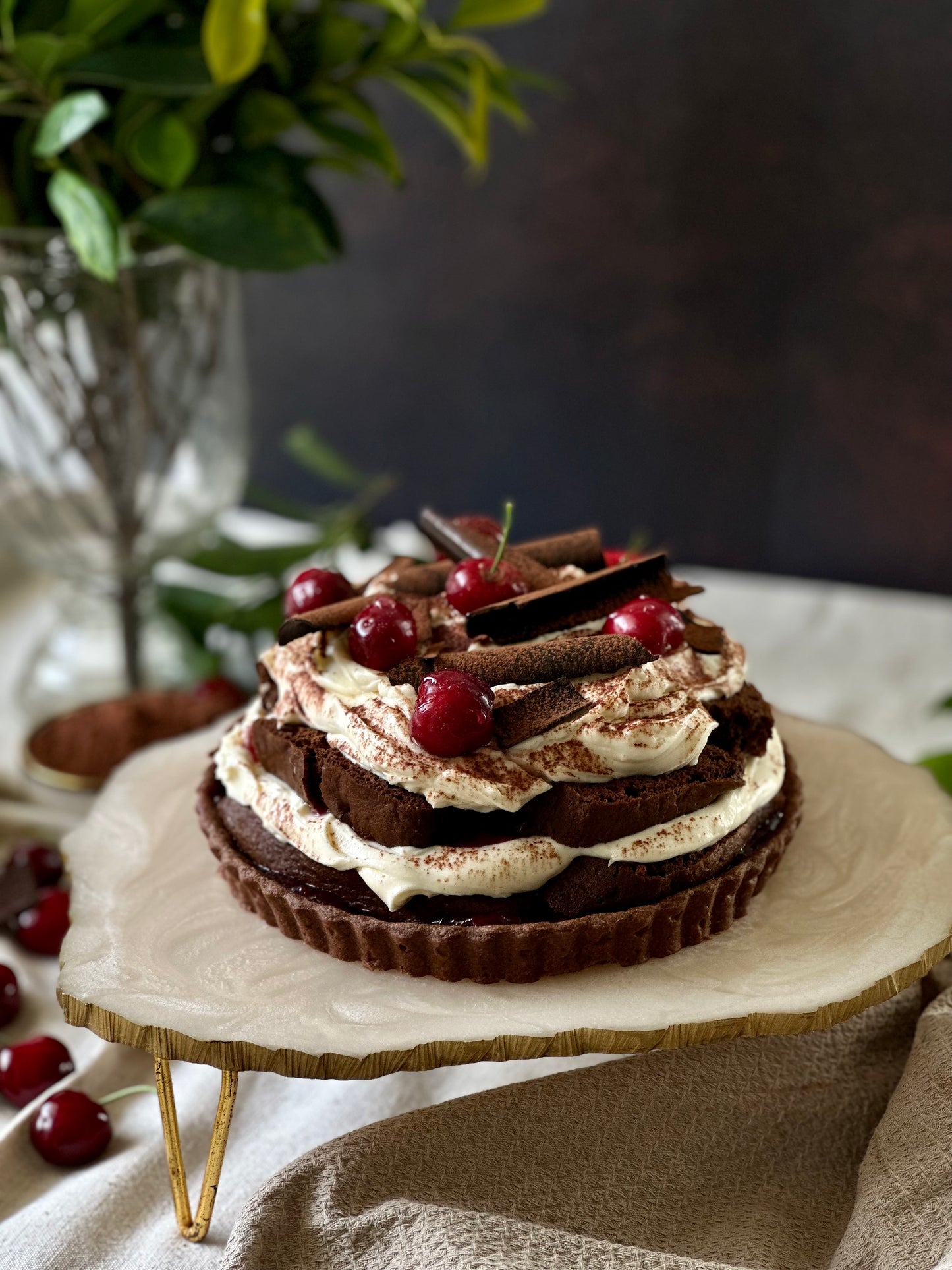 Boozy Black Forest Tart