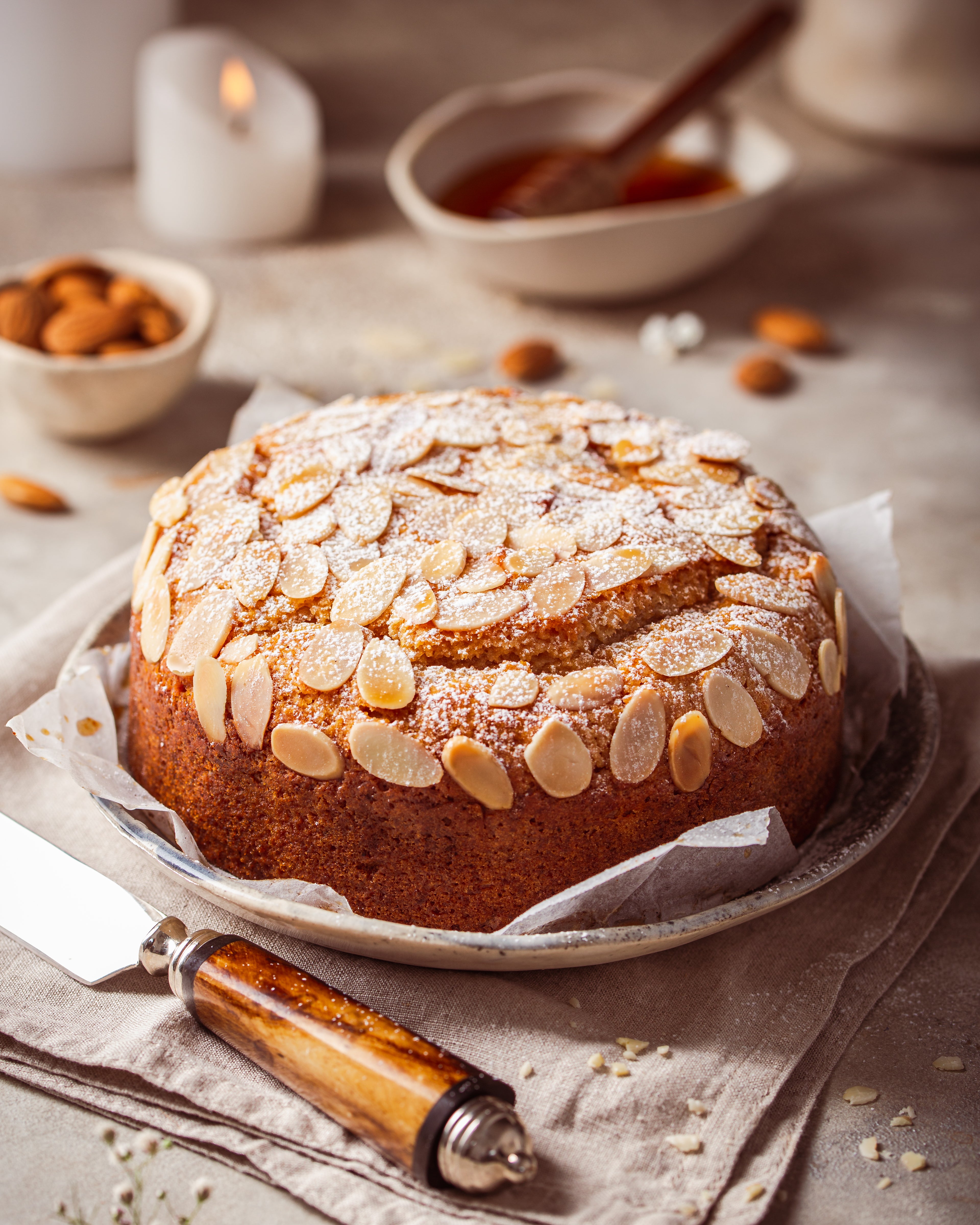 Oat Jaggery Honey Almond Cake Recipe - BFT .. for the love of Food.