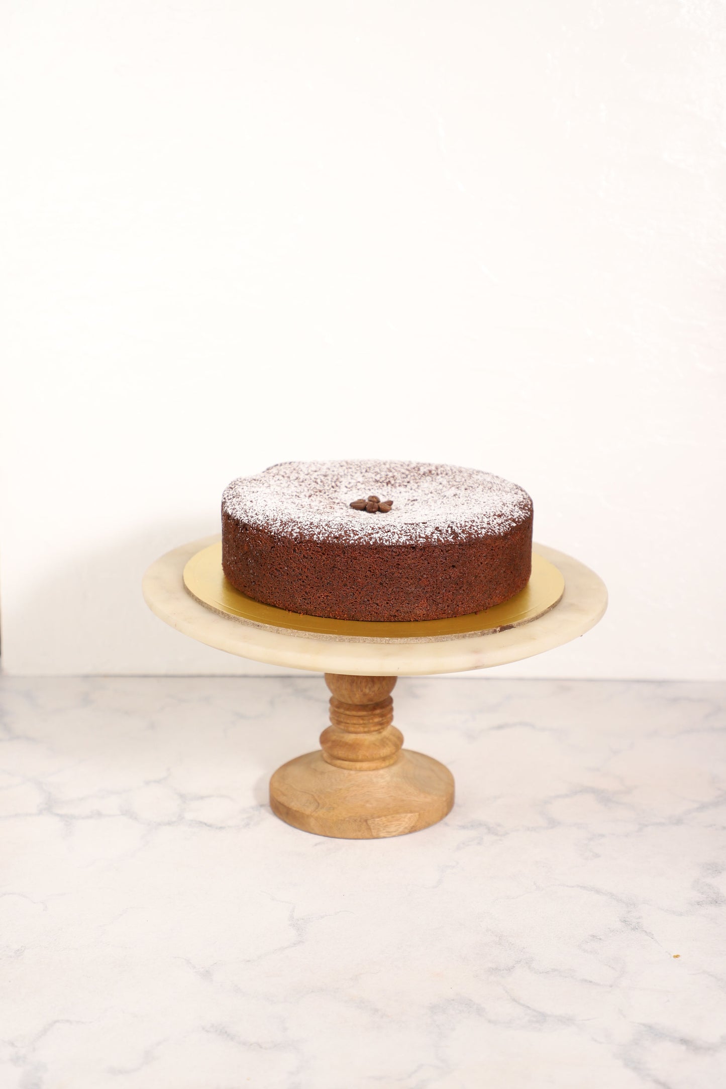 Belgian Chocolate Almond Cake with Espresso Sauce