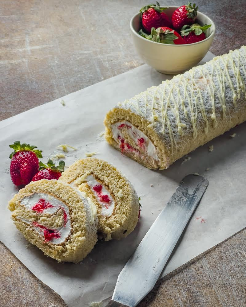 Strawberries & Cream Swiss Roll